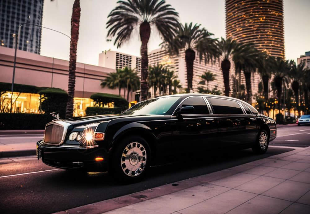 Luxurious limousines in front of building in Las Vegas